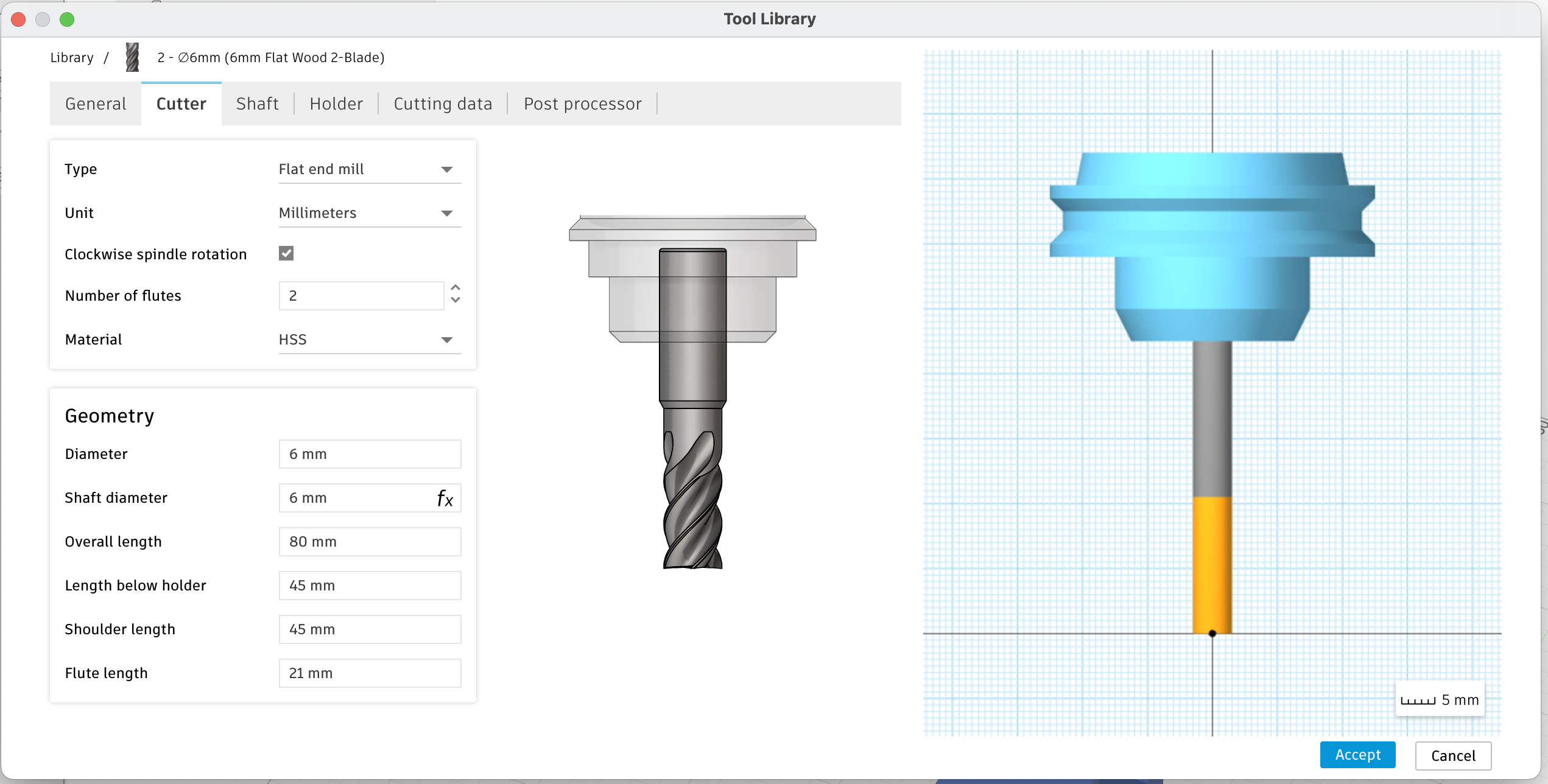 Fusions tool configuration dialogue